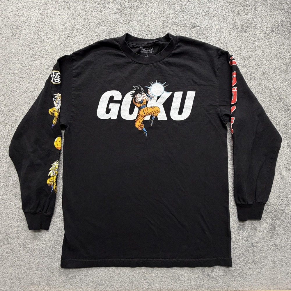 Dragon Ball Z Goku Shirt‎ Mens Large Black Long Sleeve Anime Graphic Tee